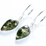 Green Baltic Amber Teardrop Earrings