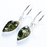 Green Baltic Amber Teardrop Earrings