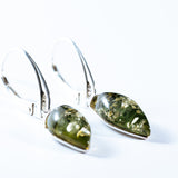 Green Baltic Amber Teardrop Earrings