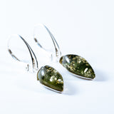 Green Baltic Amber Teardrop Earrings