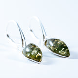 Green Baltic Amber Teardrop Earrings