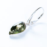 Green Baltic Amber Teardrop Earrings