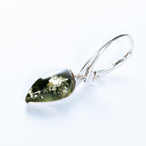 Green Baltic Amber Teardrop Earrings