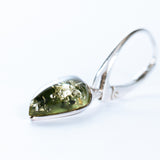 Green Baltic Amber Teardrop Earrings