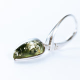 Green Baltic Amber Teardrop Earrings