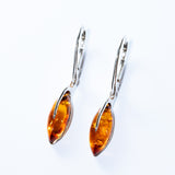 Baltic Amber Marquise Hoop Earrings