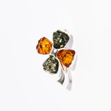 Golden Amber Clover Brooch