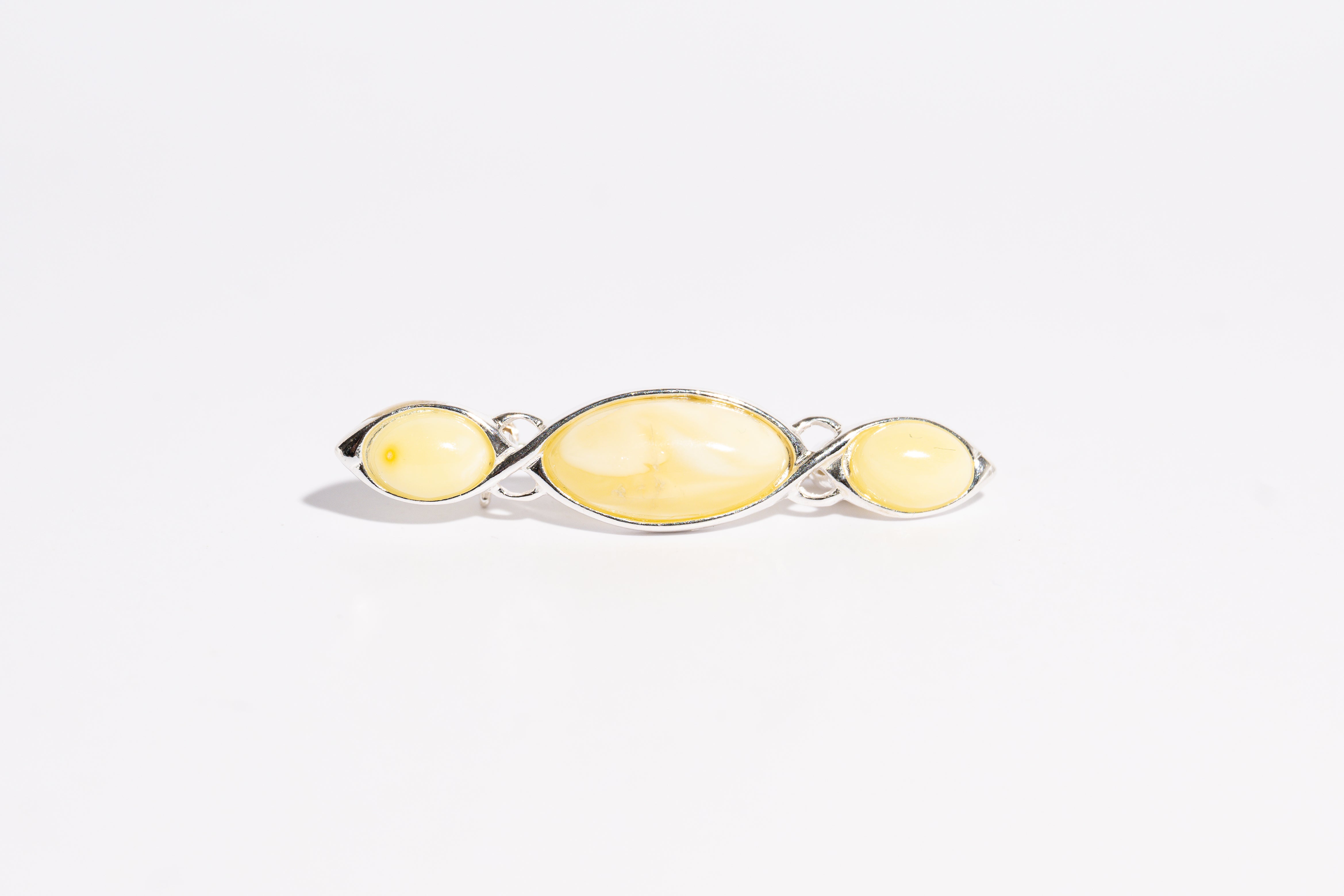 Triple Oval Amber Brooch