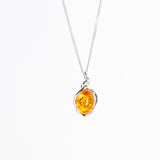 Oval Amber Wrapped Pendant Necklace