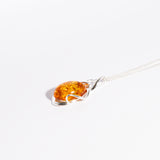 Oval Amber Wrapped Pendant Necklace