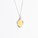 Oval Amber Wrapped Pendant Necklace