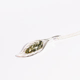 Amber Leaf Vein Pendant Necklace