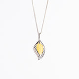 Amber Leaf Vein Pendant Necklace