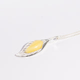 Amber Leaf Vein Pendant Necklace