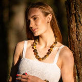 Oval Amber Bead Necklace