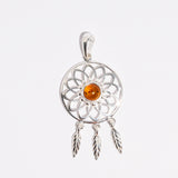 Floral Amber Dreamcatcher Pendant