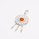 Floral Amber Dreamcatcher Pendant