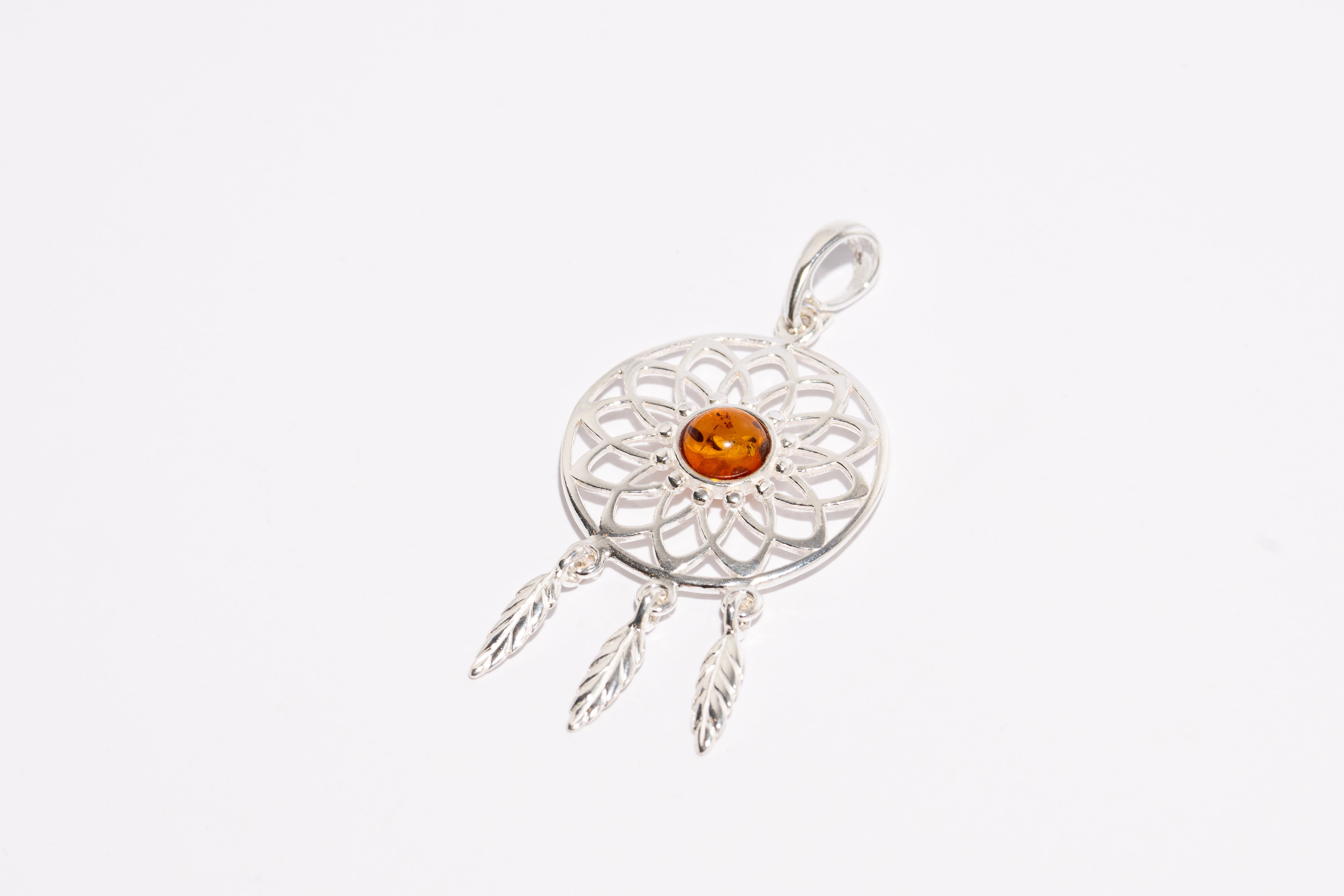 Floral Amber Dreamcatcher Pendant