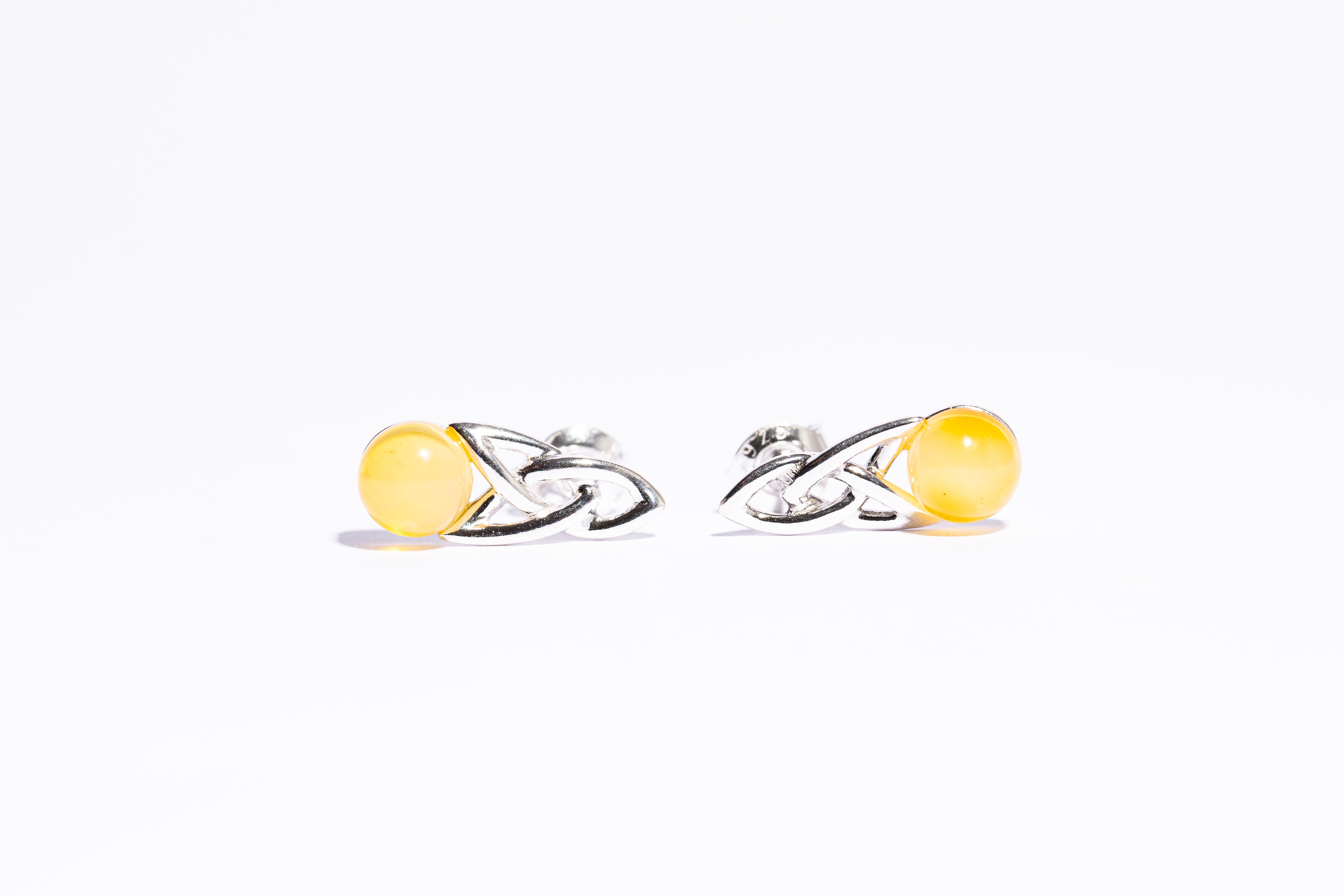 Classic & Modern Braid Amber Stud Earrings