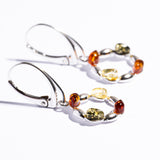 Multicolor Round Baltic Amber Dangle Earrings