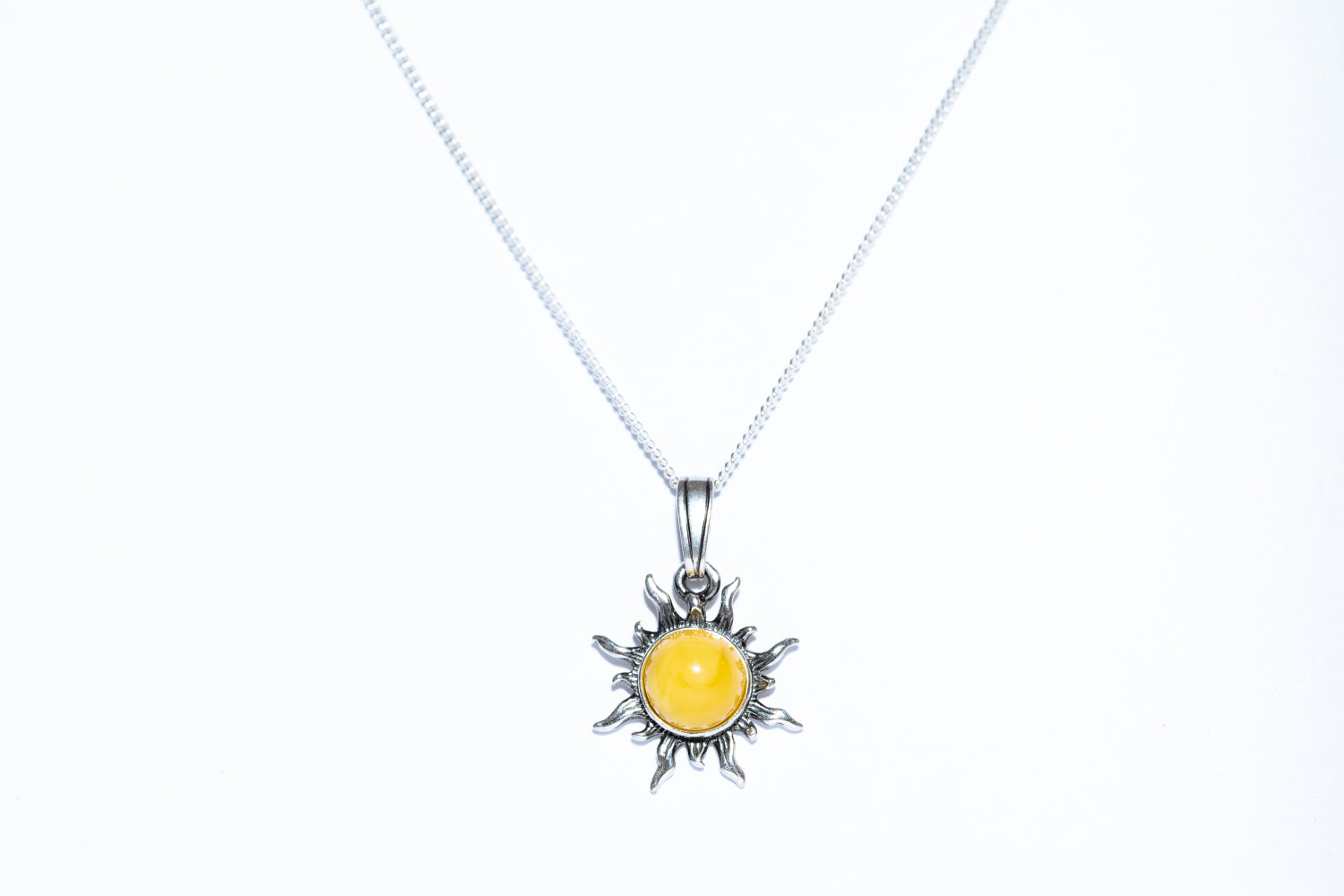 Sunburst Amber Pendant Necklace