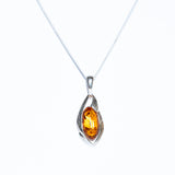 Warm Teardrop Amber Pendant Necklace