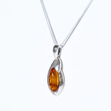 Warm Teardrop Amber Pendant Necklace