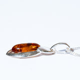 Warm Teardrop Amber Pendant Necklace