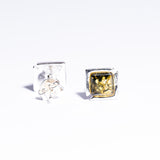 Classic medium square Baltic Amber Stud Earrings