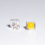 Classic medium square Baltic Amber Stud Earrings