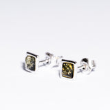 Classic small square Baltic Amber Stud Earrings