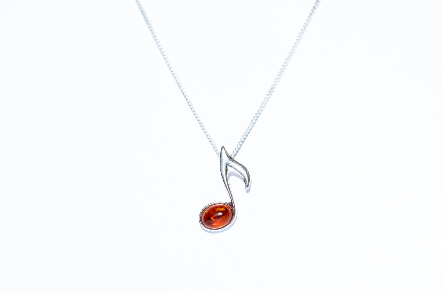 Musical Note Amber Pendant Necklace