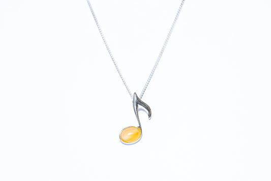 Musical Note Amber Pendant Necklace