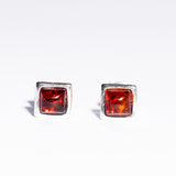 Classic small square Baltic Amber Stud Earrings