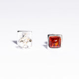 Classic small square Baltic Amber Stud Earrings