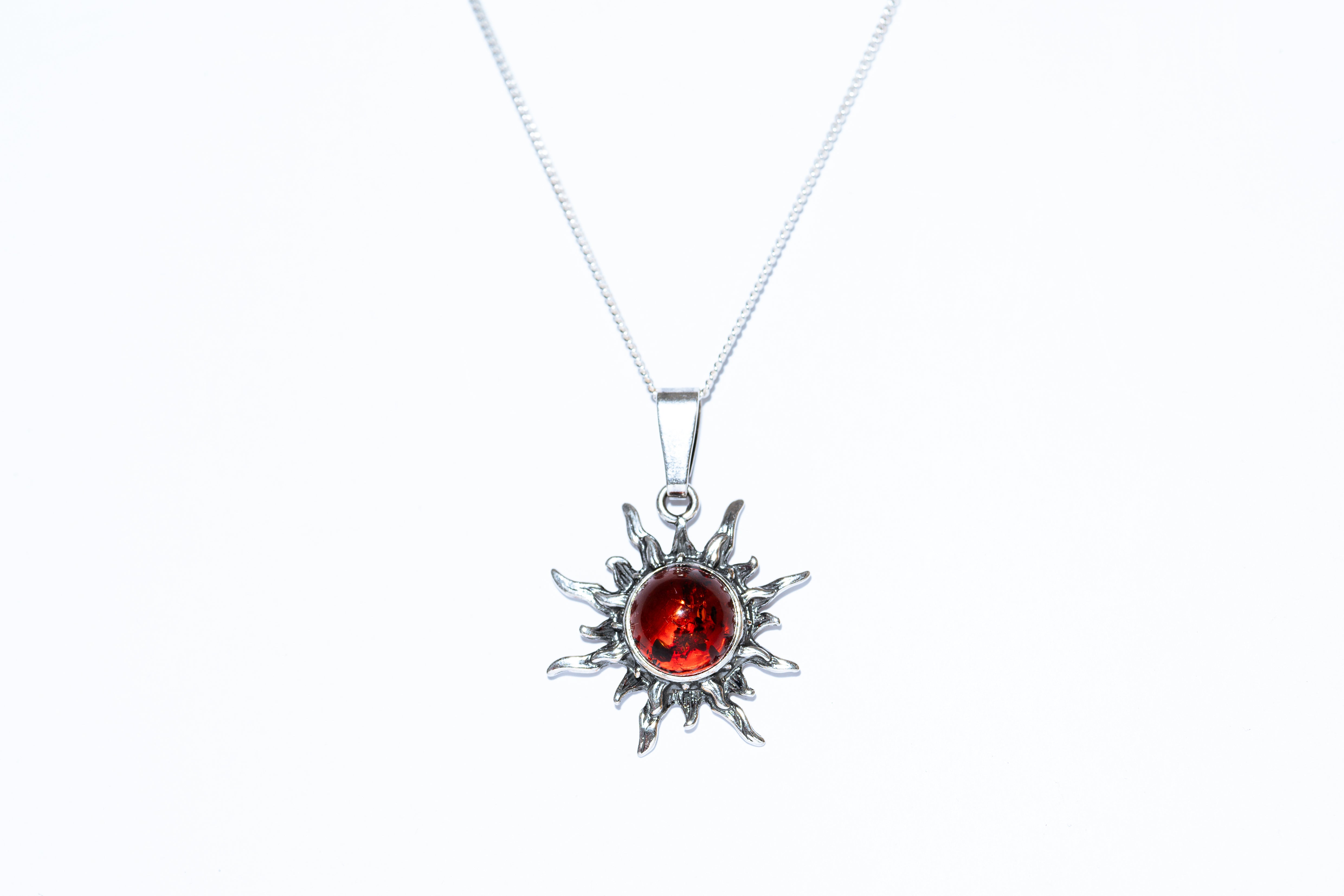 Sunburst Amber Pendant Necklace