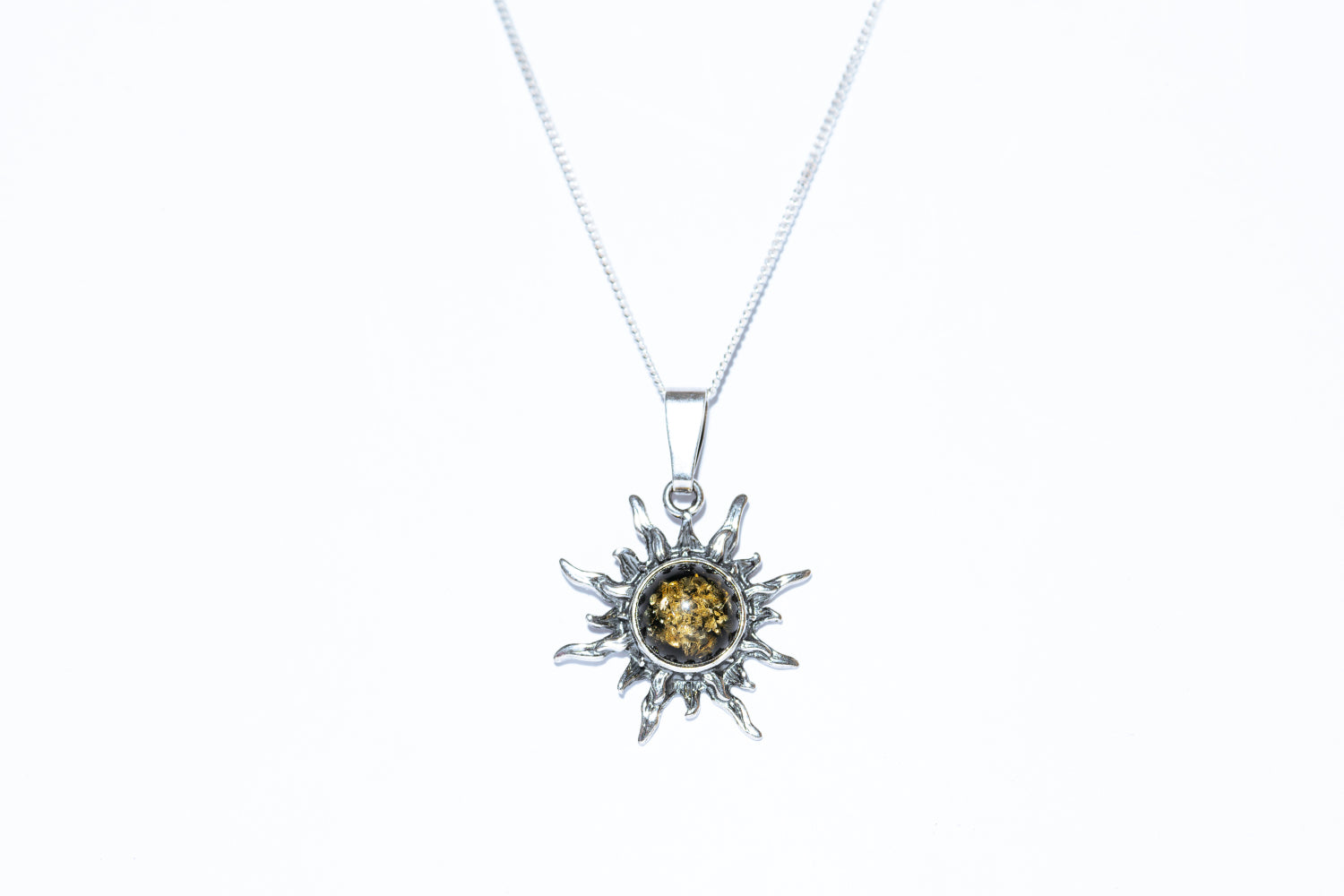 Sunburst Amber Pendant Necklace