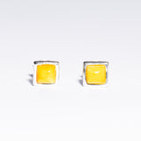 Classic small square Baltic Amber Stud Earrings