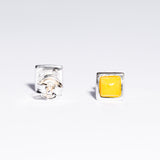 Classic small square Baltic Amber Stud Earrings