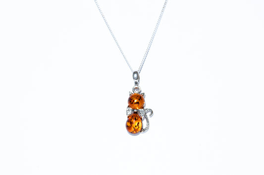 Amber Cat Pendant Necklace