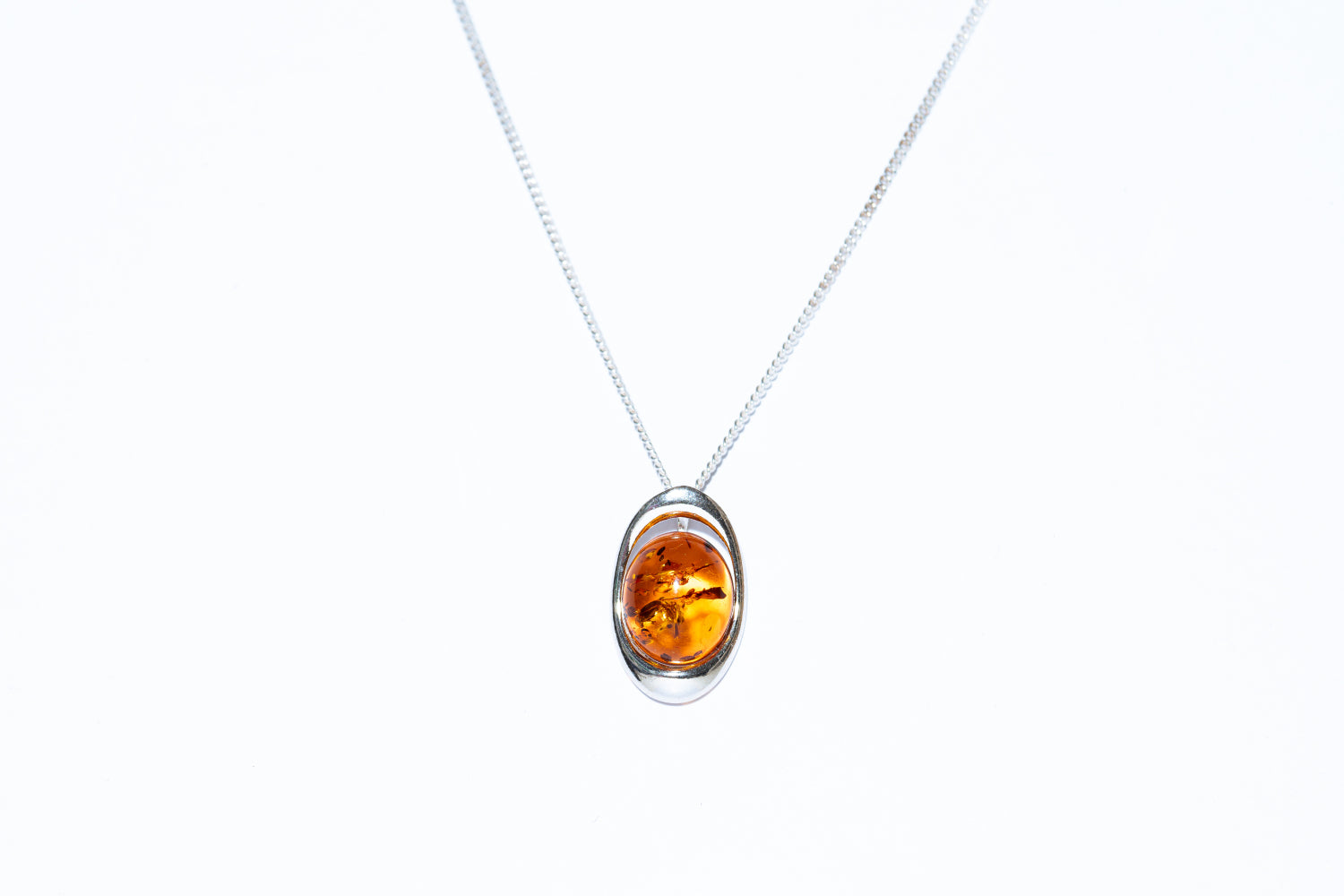 Vintage Amber Ball Pendant Necklace