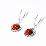 Exquisite Baltic Vintage Round Amber Dangle Earrings