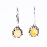 Exquisite Baltic Vintage Round Amber Dangle Earrings