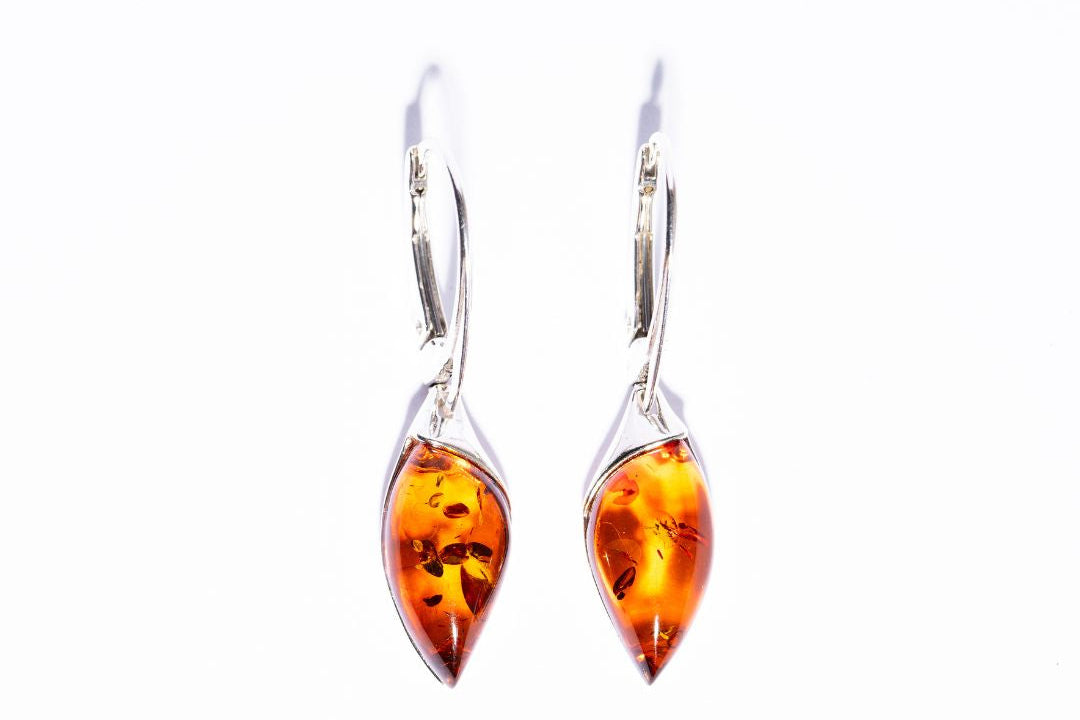 Classic Baltic Amber Teardrop Earrings