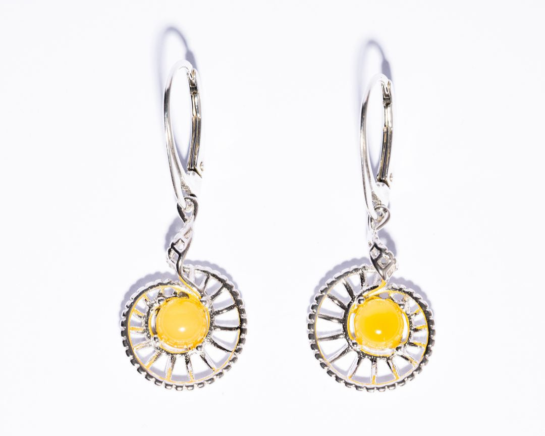 Elegant Amber The Sun Rays Dangle Earrings