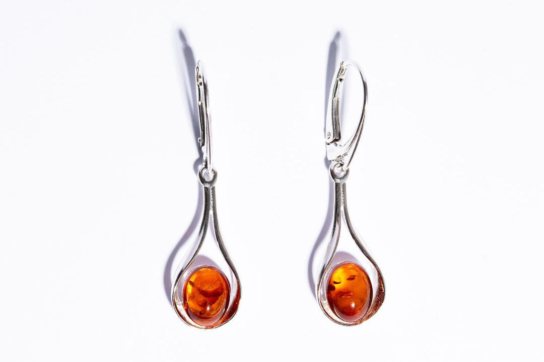 Classic a Drop Baltic Amber Dangle Earrings