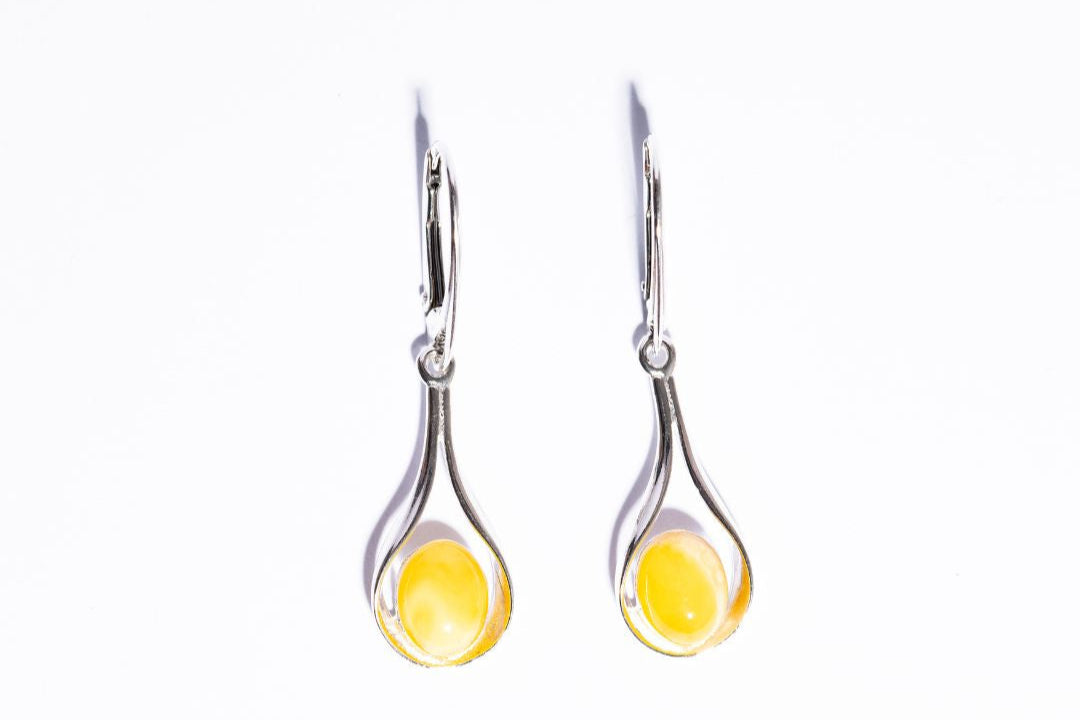 Classic a Drop Baltic Amber Dangle Earrings