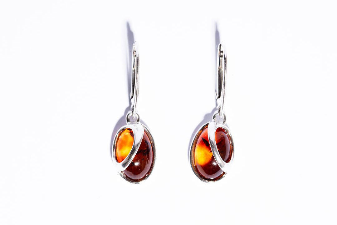 Elegant & Modern a Drop Baltic Amber Dangle Earrings