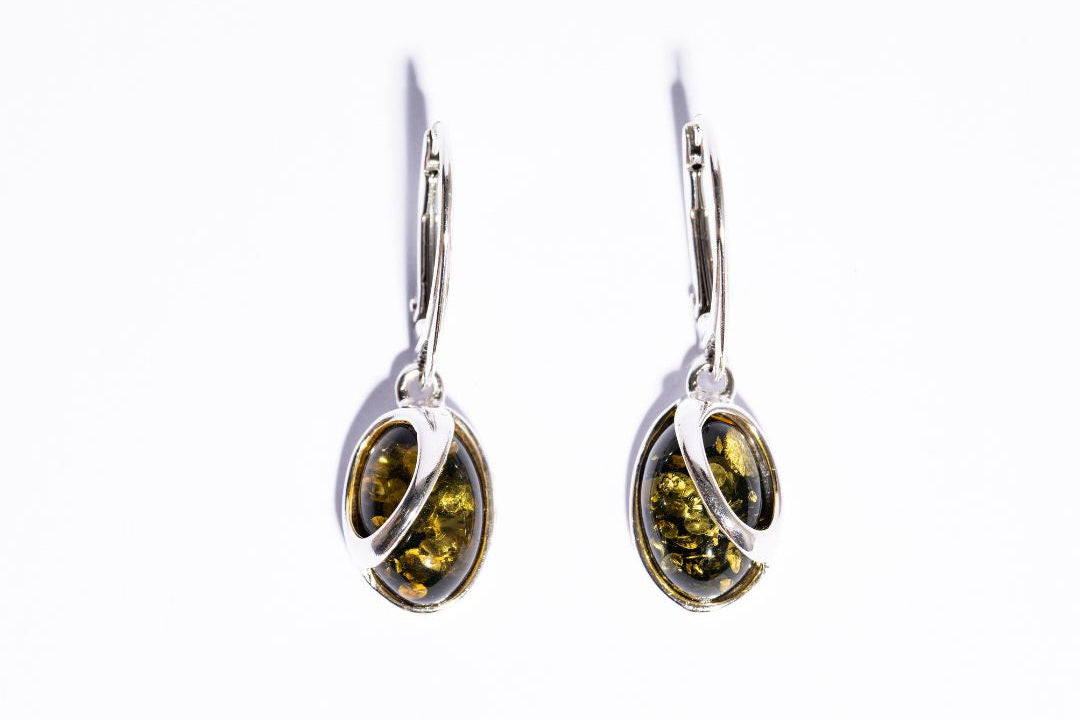 Elegant & Modern a Drop Baltic Amber Dangle Earrings