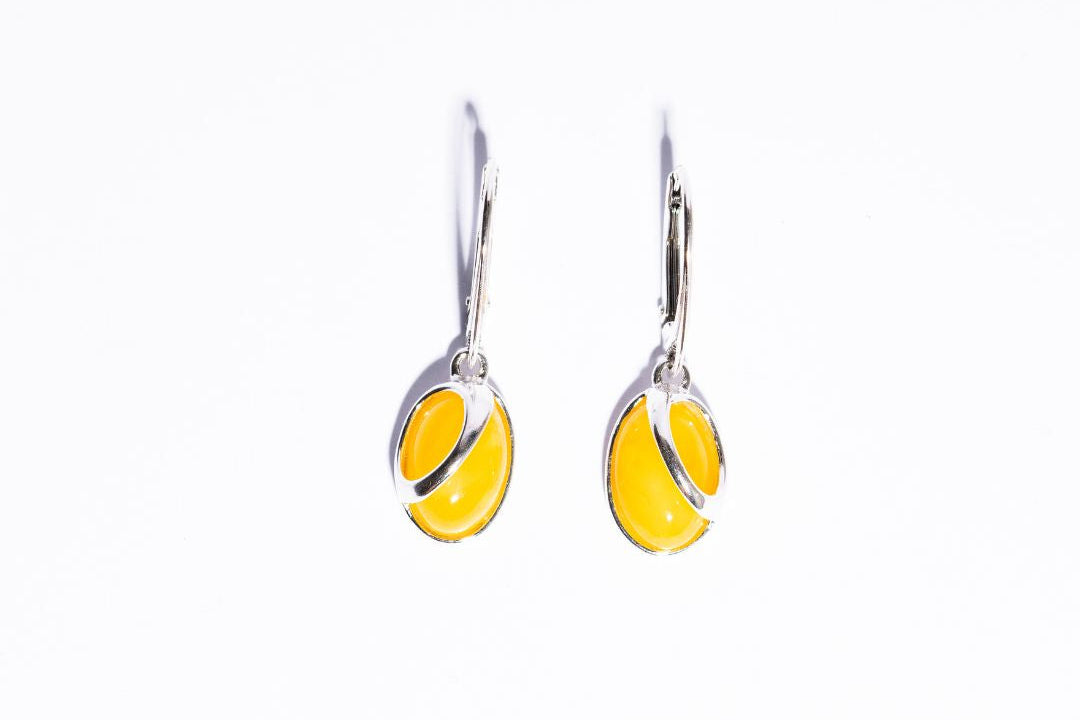 Elegant & Modern a Drop Baltic Amber Dangle Earrings